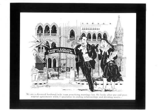 Divorce Settlements | Lawyer Pictures Cartoon|  Couple Practicing Marriage Law