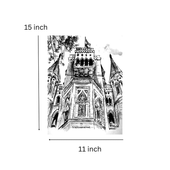 Print of the Bombay High Court (Perspective Shot) - B&W
