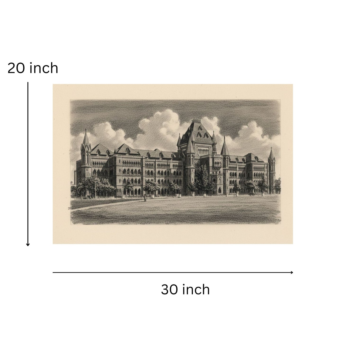 Vintage Bombay High Court - Large Canvas Artwork