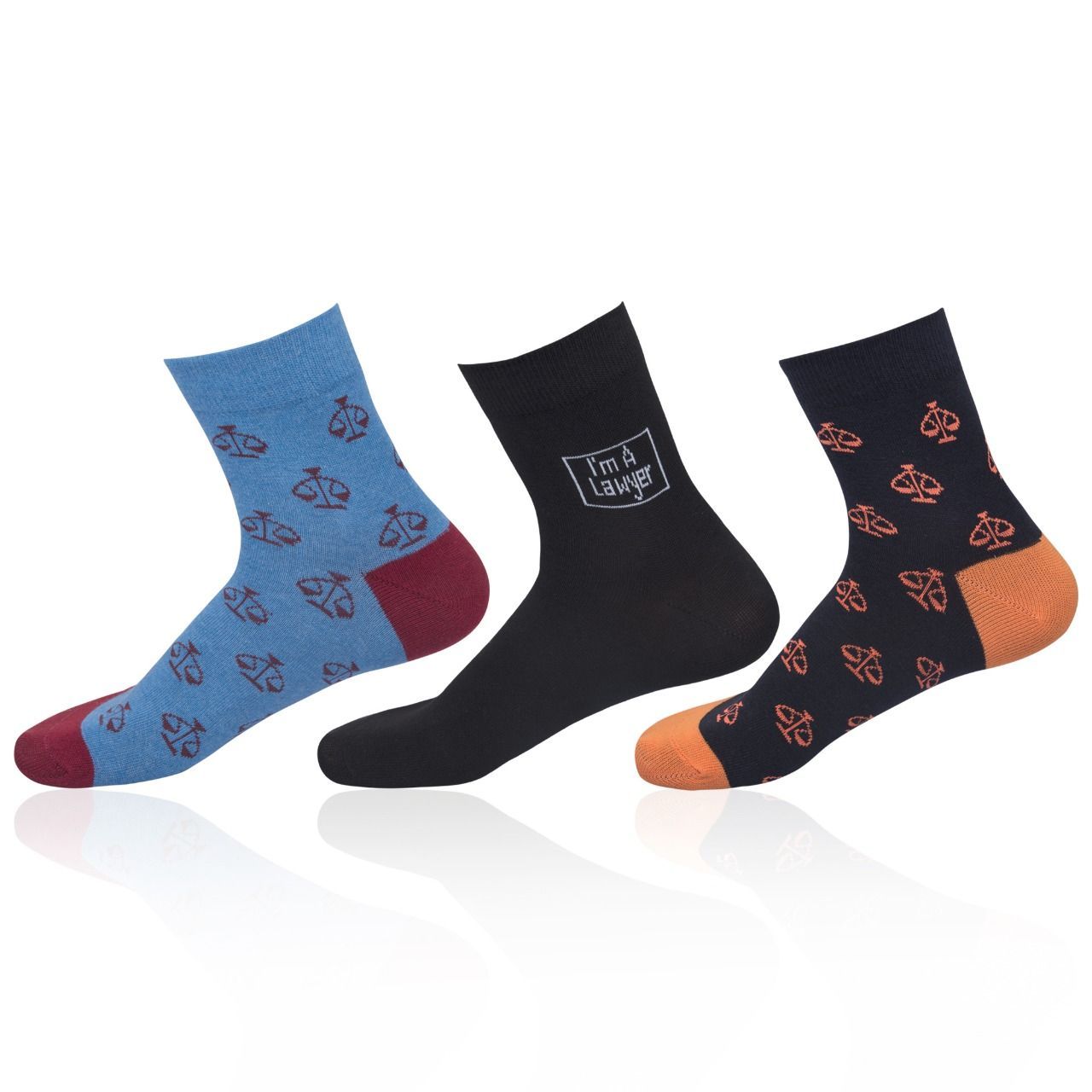 The Sassy Solicitor Colourful Socks, Ankle Length, Set of 3